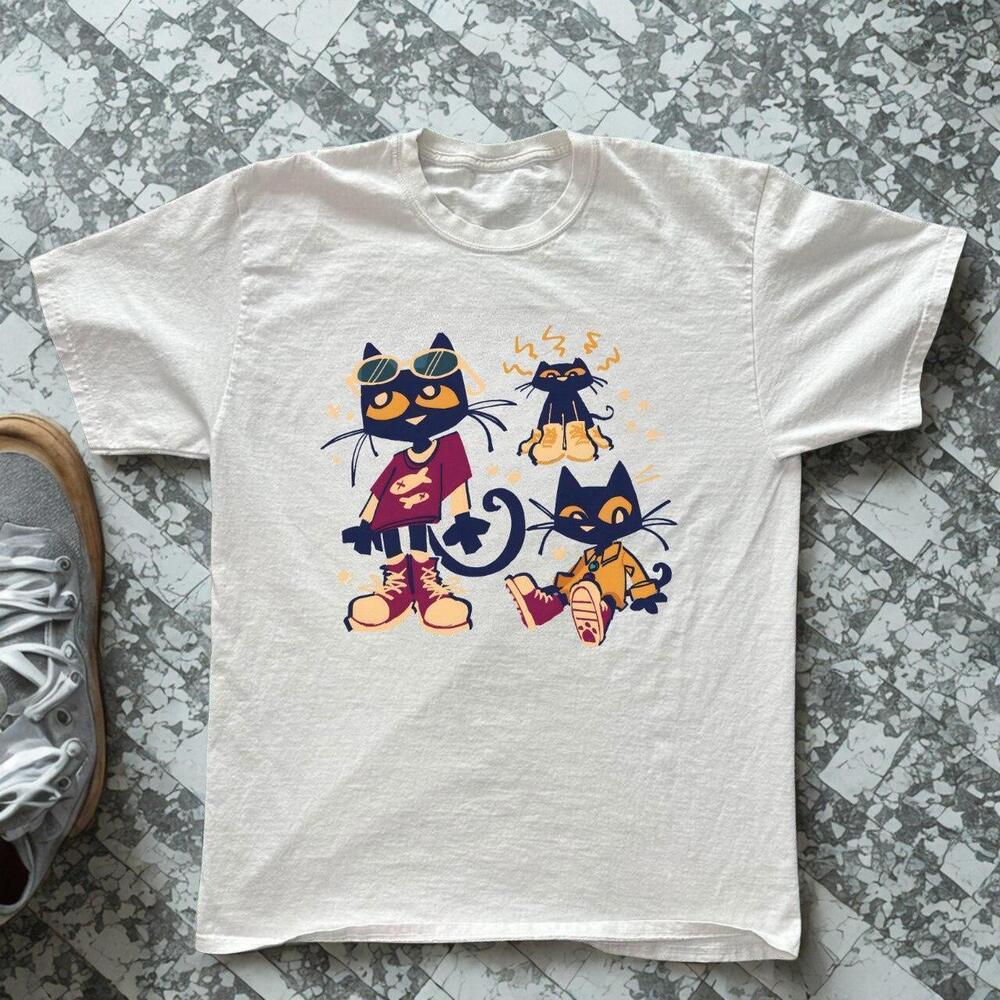 White Pete The Cat Graphic Tee With Multi-Coloured Graphics